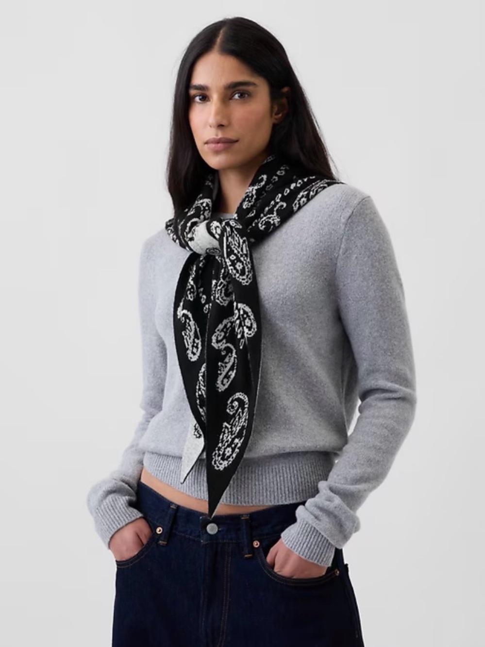 Gap Black/Grey Paisley Scarf
